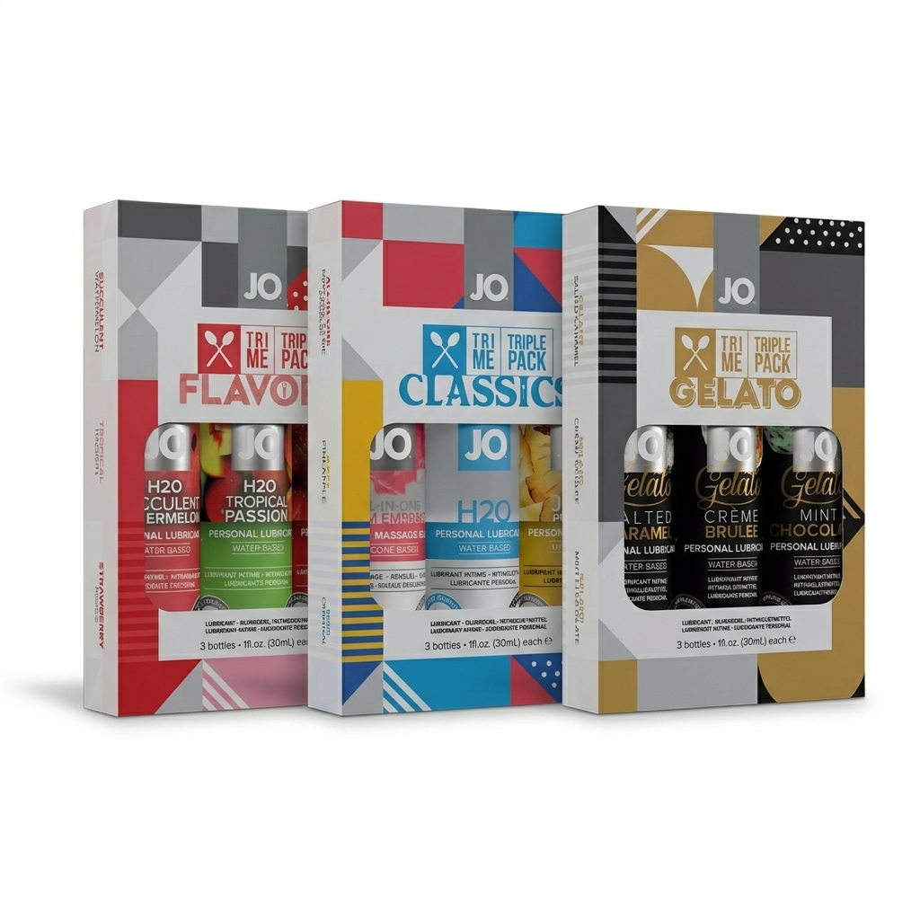 Aromatisierte Gleitmittel-Sets mit drei Sorten – System JO