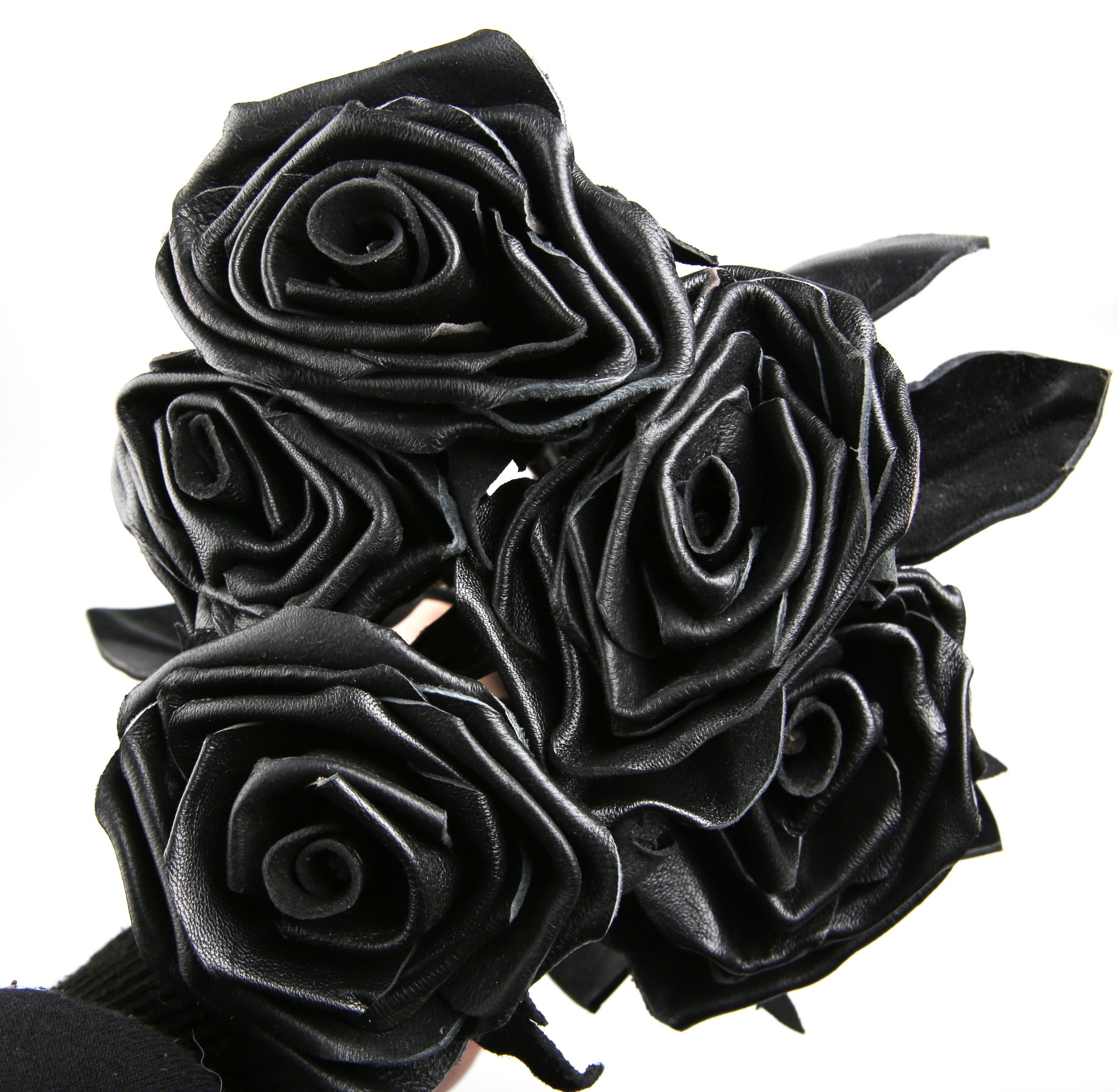 Leder Rose - Black /Schwarz - 5-Set