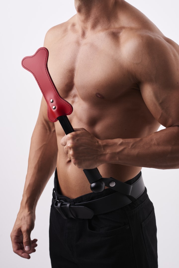 Leder Knochen Paddel Rot