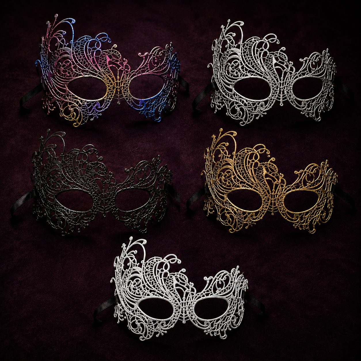 venezianische Maske in fünf Farben