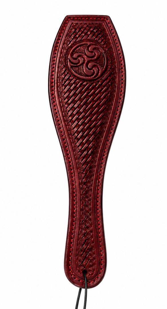 Punziertes Lederpaddle in rot